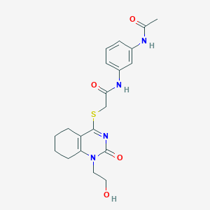 molecular formula C20H24N4O4S B2360192 N-(3-acetamidophenyl)-2-((1-(2-hydroxyethyl)-2-oxo-1,2,5,6,7,8-hexahydroquinazolin-4-yl)thio)acetamide CAS No. 920165-37-3