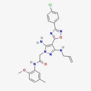 molecular formula C24H24ClN7O3 B2360193 2-(3-(allylamino)-5-amino-4-(3-(4-chlorophenyl)-1,2,4-oxadiazol-5-yl)-1H-pyrazol-1-yl)-N-(2-methoxy-5-methylphenyl)acetamide CAS No. 1170285-00-3