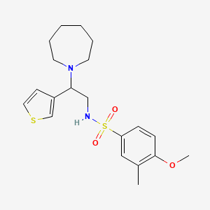 molecular formula C20H28N2O3S2 B2360194 N-(2-(azepan-1-yl)-2-(thiophen-3-yl)ethyl)-4-methoxy-3-methylbenzenesulfonamide CAS No. 946222-31-7