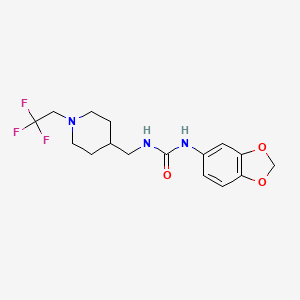 molecular formula C16H20F3N3O3 B2360196 1-(1,3-Benzodioxol-5-yl)-3-[[1-(2,2,2-trifluoroethyl)piperidin-4-yl]methyl]urea CAS No. 2310124-85-5