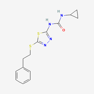 molecular formula C14H16N4OS2 B2360204 1-Cyclopropyl-3-(5-(phenethylthio)-1,3,4-thiadiazol-2-yl)urea CAS No. 1171721-55-3