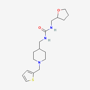 molecular formula C17H27N3O2S B2360205 1-((Tetrahydrofuran-2-yl)methyl)-3-((1-(thiophen-2-ylmethyl)piperidin-4-yl)methyl)urea CAS No. 2034621-12-8