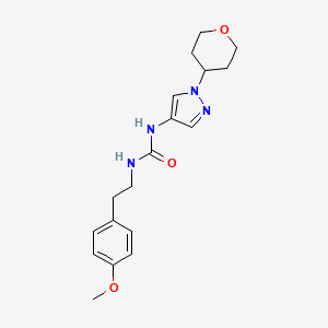 molecular formula C18H24N4O3 B2360210 1-(4-methoxyphenethyl)-3-(1-(tetrahydro-2H-pyran-4-yl)-1H-pyrazol-4-yl)urea CAS No. 1797091-65-6