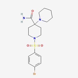 molecular formula C17H24BrN3O3S B2360214 1-(4-Bromophenyl)sulfonyl-4-piperidin-1-ylpiperidine-4-carboxamide CAS No. 866017-84-7