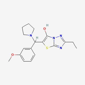 molecular formula C18H22N4O2S B2360216 2-Ethyl-5-((3-methoxyphenyl)(pyrrolidin-1-yl)methyl)thiazolo[3,2-b][1,2,4]triazol-6-ol CAS No. 887218-62-4