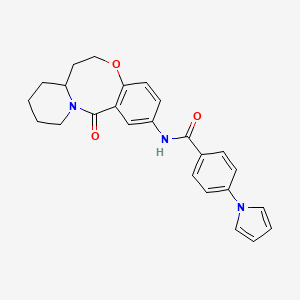 molecular formula C25H25N3O3 B2360217 N-(6-氧代-2,3,4,12,13,13a-六氢-1H-吡啶并[2,1-d][1,5]苯并恶唑嗪-8-基)-4-吡咯-1-基苯甲酰胺 CAS No. 1286698-37-0