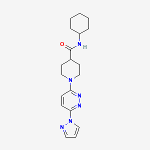 molecular formula C19H26N6O B2360224 1-(6-(1H-pyrazol-1-yl)pyridazin-3-yl)-N-cyclohexylpiperidine-4-carboxamide CAS No. 1286726-28-0