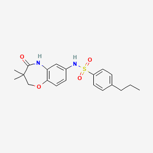 molecular formula C20H24N2O4S B2360231 N-(3,3-dimethyl-4-oxo-2,3,4,5-tetrahydrobenzo[b][1,4]oxazepin-7-yl)-4-propylbenzenesulfonamide CAS No. 921915-89-1