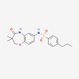 molecular formula C20H24N2O4S B2360231 N-(3,3-diméthyl-4-oxo-2,3,4,5-tétrahydrobenzo[b][1,4]oxazépin-7-yl)-4-propylbenzènesulfonamide CAS No. 921915-89-1