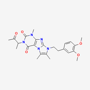 molecular formula C24H29N5O5 B2360233 6-[2-(3,4-Dimethoxyphenyl)ethyl]-4,7,8-trimethyl-2-(3-oxobutan-2-yl)purino[7,8-a]imidazole-1,3-dione CAS No. 887872-50-6