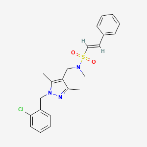 (E)-N-[[1-[(2-chlorophenyl)methyl]-3,5-dimethylpyrazol-4-yl]methyl]-N-methyl-2-phenylethenesulfonamide