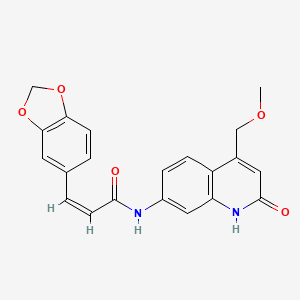 molecular formula C21H18N2O5 B2360246 (Z)-3-(benzo[d][1,3]dioxol-5-yl)-N-(4-(methoxymethyl)-2-oxo-1,2-dihydroquinolin-7-yl)acrylamide CAS No. 1251711-08-6
