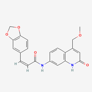 molecular formula C21H18N2O5 B2360246 (Z)-3-(苯并[d][1,3]二氧杂环-5-基)-N-(4-(甲氧甲基)-2-氧代-1,2-二氢喹啉-7-基)丙烯酰胺 CAS No. 1251711-08-6