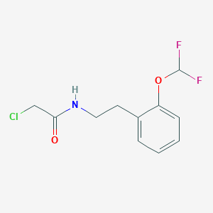 molecular formula C11H12ClF2NO2 B2360254 2-氯-N-{2-[2-(二氟甲氧基)苯基]乙基}乙酰胺 CAS No. 793727-80-7