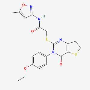 molecular formula C20H20N4O4S2 B2360261 2-((3-(4-Ethoxyphenyl)-4-oxo-3,4,6,7-tetrahydrothieno[3,2-d]pyrimidin-2-yl)thio)-N-(5-methylisoxazol-3-yl)acetamid CAS No. 362502-05-4