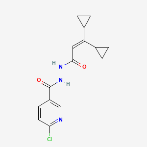 molecular formula C15H16ClN3O2 B2360262 6-chloro-N'-(3,3-dicyclopropylprop-2-enoyl)pyridine-3-carbohydrazide CAS No. 1423731-99-0