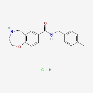 molecular formula C18H21ClN2O2 B2360267 N-(4-甲基苄基)-2,3,4,5-四氢苯并[f][1,4]噁嗪-7-甲酰胺盐酸盐 CAS No. 2309348-11-4