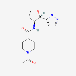 molecular formula C17H24N4O3 B2360268 N-[(2S,3S)-2-(2-Methylpyrazol-3-yl)oxolan-3-yl]-1-prop-2-enoylpiperidine-4-carboxamide CAS No. 2361596-59-8