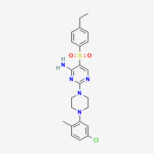 molecular formula C23H26ClN5O2S B2360288 2-[4-(5-Chloro-2-methylphenyl)piperazin-1-yl]-5-(4-ethylbenzenesulfonyl)pyrimidin-4-amine CAS No. 1112306-48-5