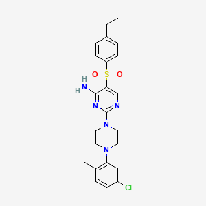 molecular formula C23H26ClN5O2S B2360288 2-[4-(5-氯-2-甲基苯基)哌嗪-1-基]-5-(4-乙基苯磺酰基)嘧啶-4-胺 CAS No. 1112306-48-5