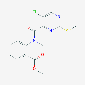 molecular formula C15H14ClN3O3S B2360292 Methyl 2-[(5-chloro-2-methylsulfanylpyrimidine-4-carbonyl)-methylamino]benzoate CAS No. 898648-28-7