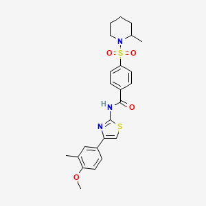 N-(4-(4-methoxy-3-methylphenyl)thiazol-2-yl)-4-((2-methylpiperidin-1-yl)sulfonyl)benzamide