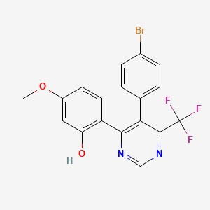 molecular formula C18H12BrF3N2O2 B2360301 2-[5-(4-Bromophenyl)-6-(trifluoromethyl)pyrimidin-4-yl]-5-methoxyphenol CAS No. 904508-95-8