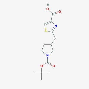 molecular formula C14H20N2O4S B2360304 2-[[1-[(2-Methylpropan-2-yl)oxycarbonyl]pyrrolidin-3-yl]methyl]-1,3-thiazole-4-carboxylic acid CAS No. 2253632-65-2