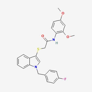 molecular formula C25H23FN2O3S B2360307 N-(2,4-dimethoxyphenyl)-2-((1-(4-fluorobenzyl)-1H-indol-3-yl)thio)acetamide CAS No. 450347-03-2
