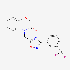 molecular formula C18H12F3N3O3 B2360309 4-((3-(3-(trifluoromethyl)phenyl)-1,2,4-oxadiazol-5-yl)methyl)-2H-benzo[b][1,4]oxazin-3(4H)-one CAS No. 1105227-54-0