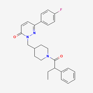 molecular formula C26H28FN3O2 B2360311 6-(4-Fluorophenyl)-2-{[1-(2-phenylbutanoyl)piperidin-4-yl]methyl}-2,3-dihydropyridazin-3-one CAS No. 2097910-50-2