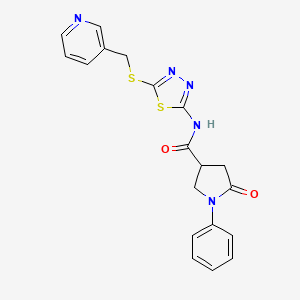 5-oxo-1-phenyl-N-(5-((pyridin-3-ylmethyl)thio)-1,3,4-thiadiazol-2-yl)pyrrolidine-3-carboxamide
