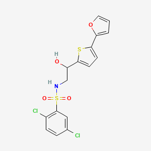 molecular formula C16H13Cl2NO4S2 B2360325 2,5-Dichloro-N-[2-[5-(furan-2-yl)thiophen-2-yl]-2-hydroxyethyl]benzenesulfonamide CAS No. 2319876-50-9