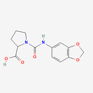 molecular formula C13H14N2O5 B2360326 1-[(1,3-Benzodioxol-5-ylamino)carbonyl]-2-pyrrolidinecarboxylic acid CAS No. 1610362-05-4