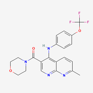 molecular formula C21H19F3N4O3 B2360329 (7-Methyl-4-((4-(trifluoromethoxy)phenyl)amino)-1,8-naphthyridin-3-yl)(morpholino)methanone CAS No. 1251617-47-6