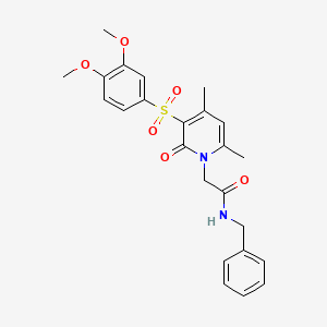 molecular formula C24H26N2O6S B2360336 N-苄基-2-(3-((3,4-二甲氧基苯基)磺酰)-4,6-二甲基-2-氧代吡啶-1(2H)-基)乙酰胺 CAS No. 1189450-65-4