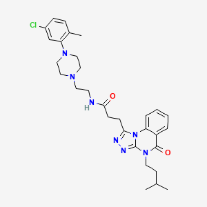 molecular formula C30H38ClN7O2 B2360337 N-{2-[4-(5-氯-2-甲基苯基)哌嗪-1-基]乙基}-3-[4-(3-甲基丁基)-5-氧代-4,5-二氢[1,2,4]三唑并[4,3-a]喹唑啉-1-基]丙酰胺 CAS No. 902931-97-9