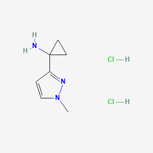 molecular formula C7H13Cl2N3 B2360347 1-(1-Methylpyrazol-3-yl)cyclopropan-1-amine;dihydrochloride CAS No. 2445794-07-8