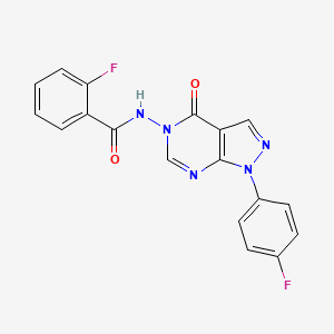 molecular formula C18H11F2N5O2 B2360353 2-fluoro-N-(1-(4-fluorophenyl)-4-oxo-1H-pyrazolo[3,4-d]pyrimidin-5(4H)-yl)benzamide CAS No. 919844-18-1