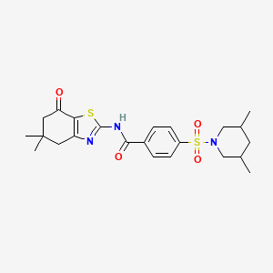 molecular formula C23H29N3O4S2 B2360381 N-(5,5-dimethyl-7-oxo-4,5,6,7-tetrahydrobenzo[d]thiazol-2-yl)-4-((3,5-dimethylpiperidin-1-yl)sulfonyl)benzamide CAS No. 361479-32-5