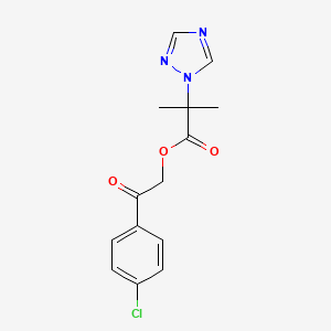 molecular formula C14H14ClN3O3 B2360383 2-(4-chlorophényl)-2-oxoéthyl 2-méthyl-2-(1H-1,2,4-triazol-1-yl)propanoate CAS No. 303997-36-6