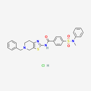 molecular formula C27H27ClN4O3S2 B2360384 N-(5-benzyl-4,5,6,7-tetrahydrothiazolo[5,4-c]pyridin-2-yl)-4-(N-methyl-N-phenylsulfamoyl)benzamide hydrochloride CAS No. 1189467-16-0