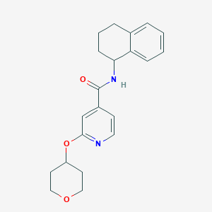 molecular formula C21H24N2O3 B2360387 2-((tetrahydro-2H-pyran-4-yl)oxy)-N-(1,2,3,4-tetrahydronaphthalen-1-yl)isonicotinamide CAS No. 2034392-18-0
