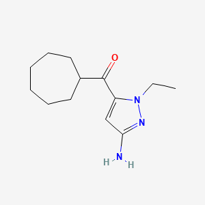 molecular formula C13H21N3O B2360397 (3-amino-1-ethyl-1H-pyrazol-5-yl)(cycloheptyl)methanone CAS No. 1856094-20-6