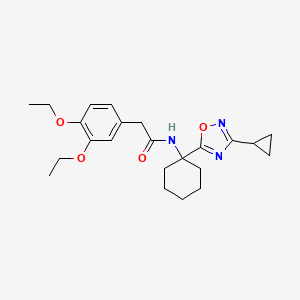 molecular formula C23H31N3O4 B2360415 N-[1-(3-cyclopropyl-1,2,4-oxadiazol-5-yl)cyclohexyl]-2-(3,4-diethoxyphenyl)acetamide CAS No. 1396633-24-1