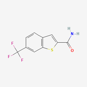 molecular formula C10H6F3NOS B2360418 6-(三氟甲基)苯并噻吩-2-甲酰胺 CAS No. 2375008-67-4