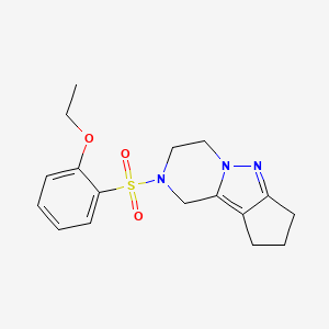 molecular formula C17H21N3O3S B2360419 2-((2-ethoxyphenyl)sulfonyl)-2,3,4,7,8,9-hexahydro-1H-cyclopenta[3,4]pyrazolo[1,5-a]pyrazine CAS No. 2034414-17-8