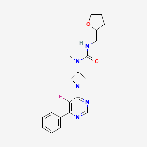 molecular formula C20H24FN5O2 B2360427 1-[1-(5-Fluoro-6-phenylpyrimidin-4-yl)azetidin-3-yl]-1-methyl-3-(oxolan-2-ylmethyl)urea CAS No. 2380078-00-0