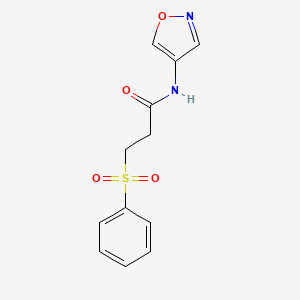 molecular formula C12H12N2O4S B2360428 N-(异噁唑-4-基)-3-(苯磺酰)丙酰胺 CAS No. 1396867-88-1