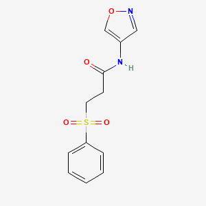 molecular formula C12H12N2O4S B2360428 3-(benzenesulfonyl)-N-(1,2-oxazol-4-yl)propanamide CAS No. 1396867-88-1